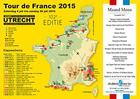 Placemats tourschema Tour de France 2015 Frankrijk